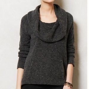 ANTHROPOLOGIE Angel of The North Gray Cowlneck Sweater